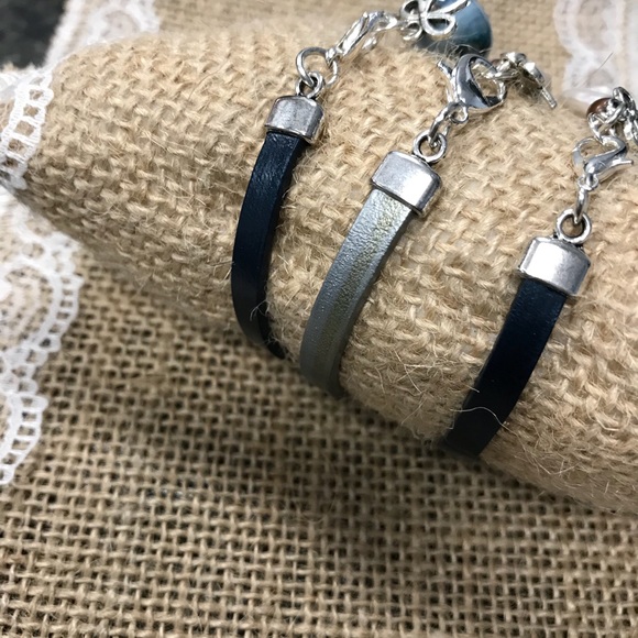 Metallic color leather handmade bracelet - Picture 6 of 7